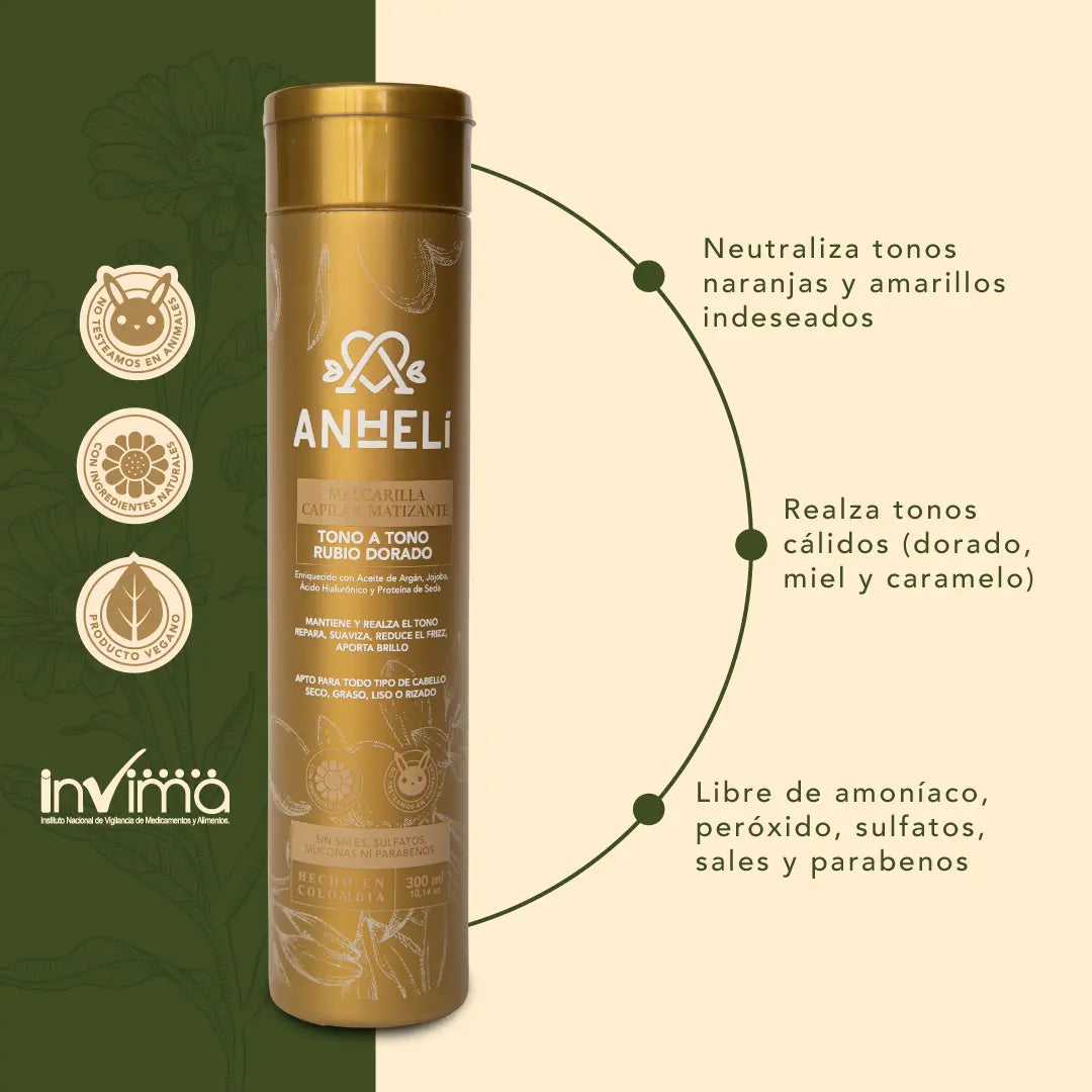 Mascarilla Capilar Matizante Rubio Dorado ANHELI